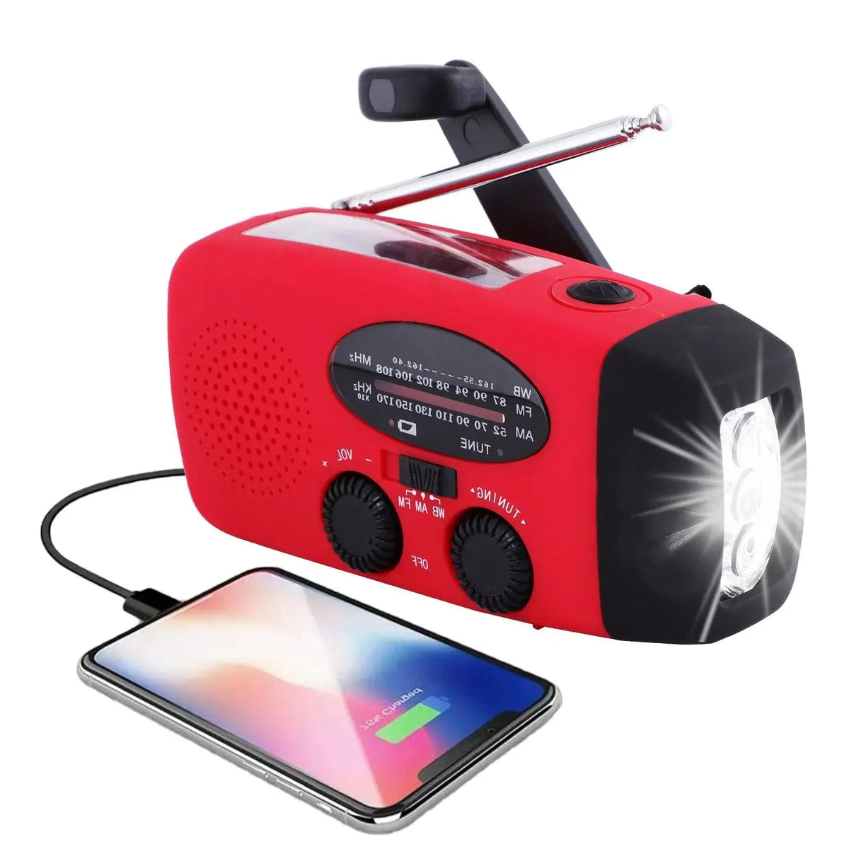 Přenosné nouzové rádio s LED svítilnou a powerbankou