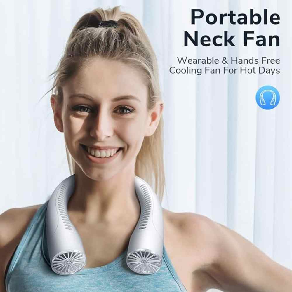 Přenosný bezvrtulový ventilátor na krk pro tiché chlazení bez použití rukou