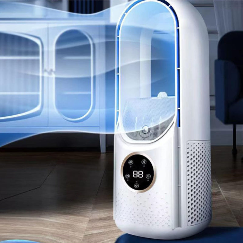Přenosný bezvrtulový ventilátor s nočním světlem – 6rychlostní zvlhčovač a čistič vzduchu, tichý stolní USB ochlazovač do ložnice a místností