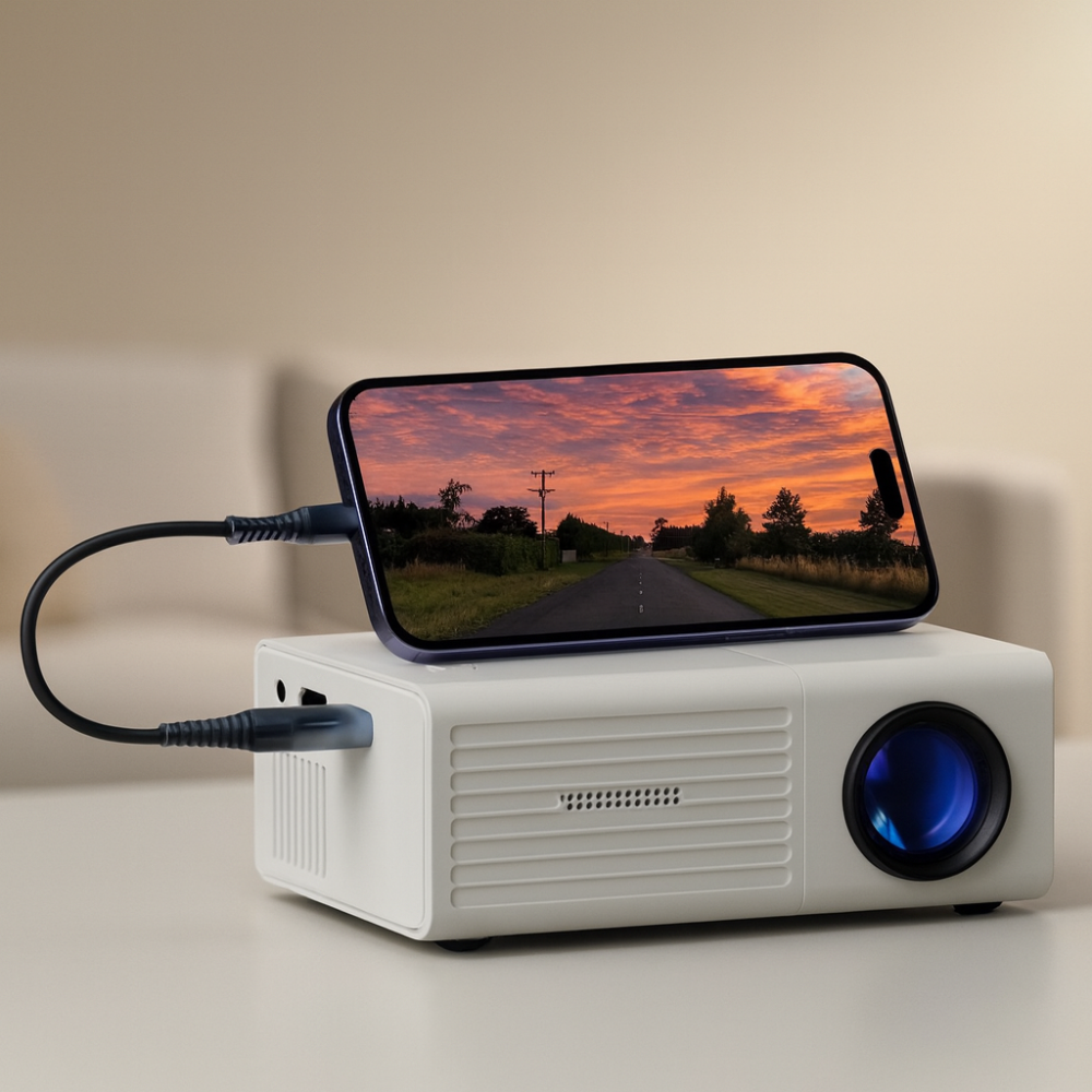 Přenosný HD mini projektor - 3000 lumenů pro domácí i venkovní použití