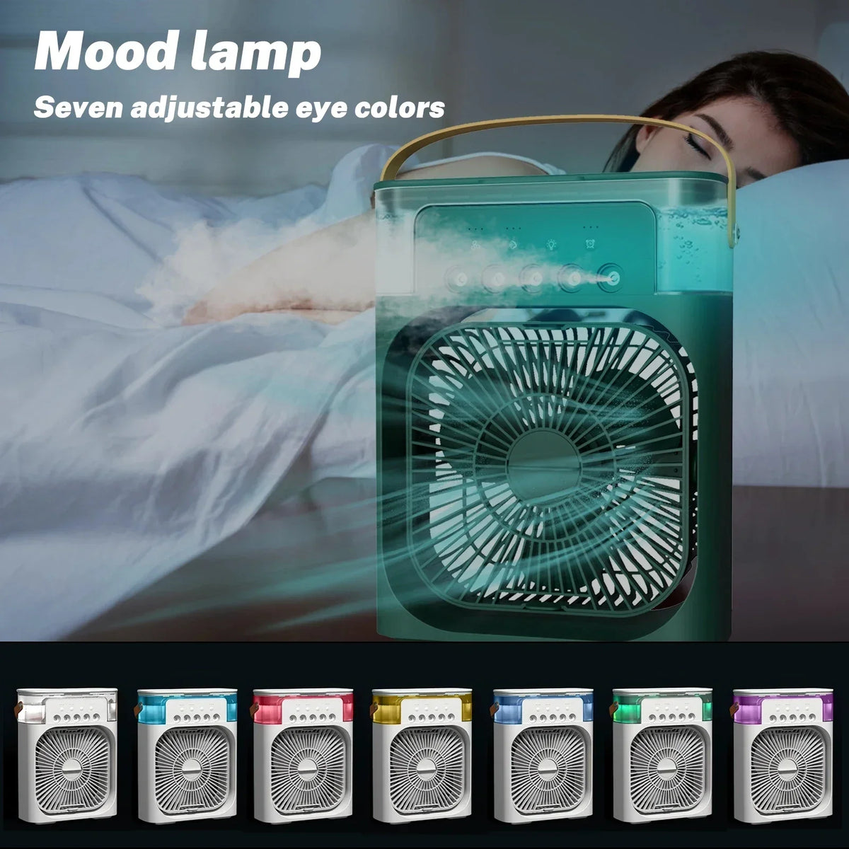 Přenosný ochlazovač vzduchu 3v1 se zvlhčovačem a LED nočním světlem