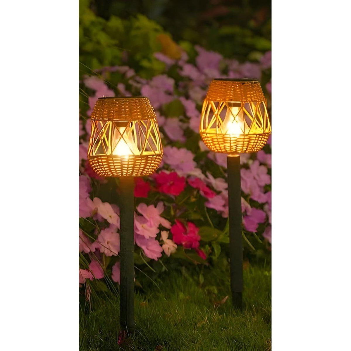 Ratanová solární zahradní lampa s automatickým osvětlením pro venkovní použití