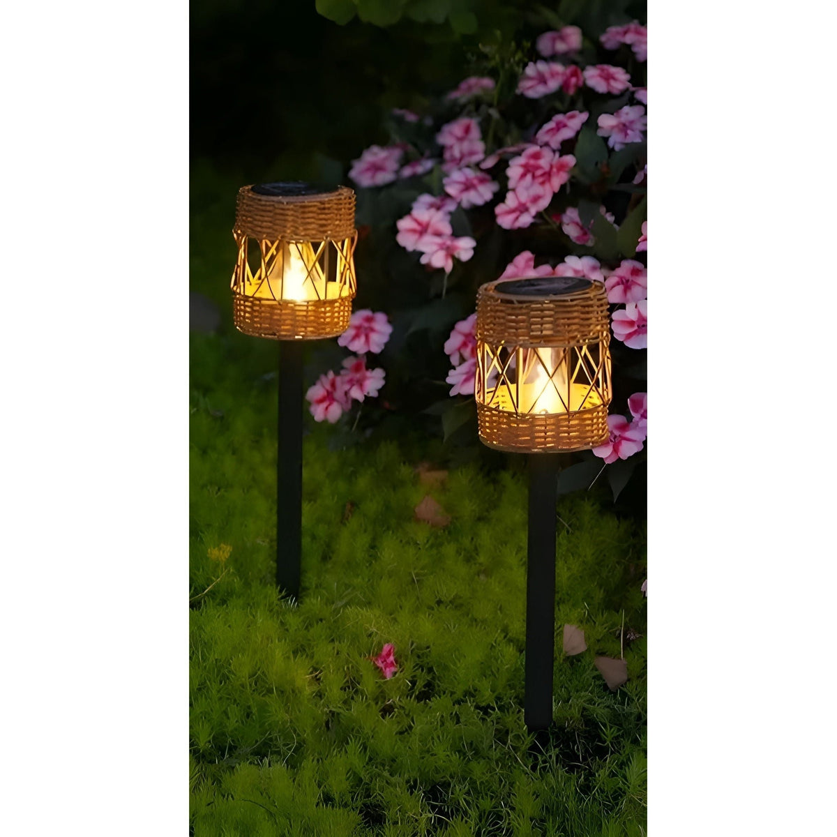 Ratanová solární zahradní lampa s automatickým osvětlením pro venkovní použití