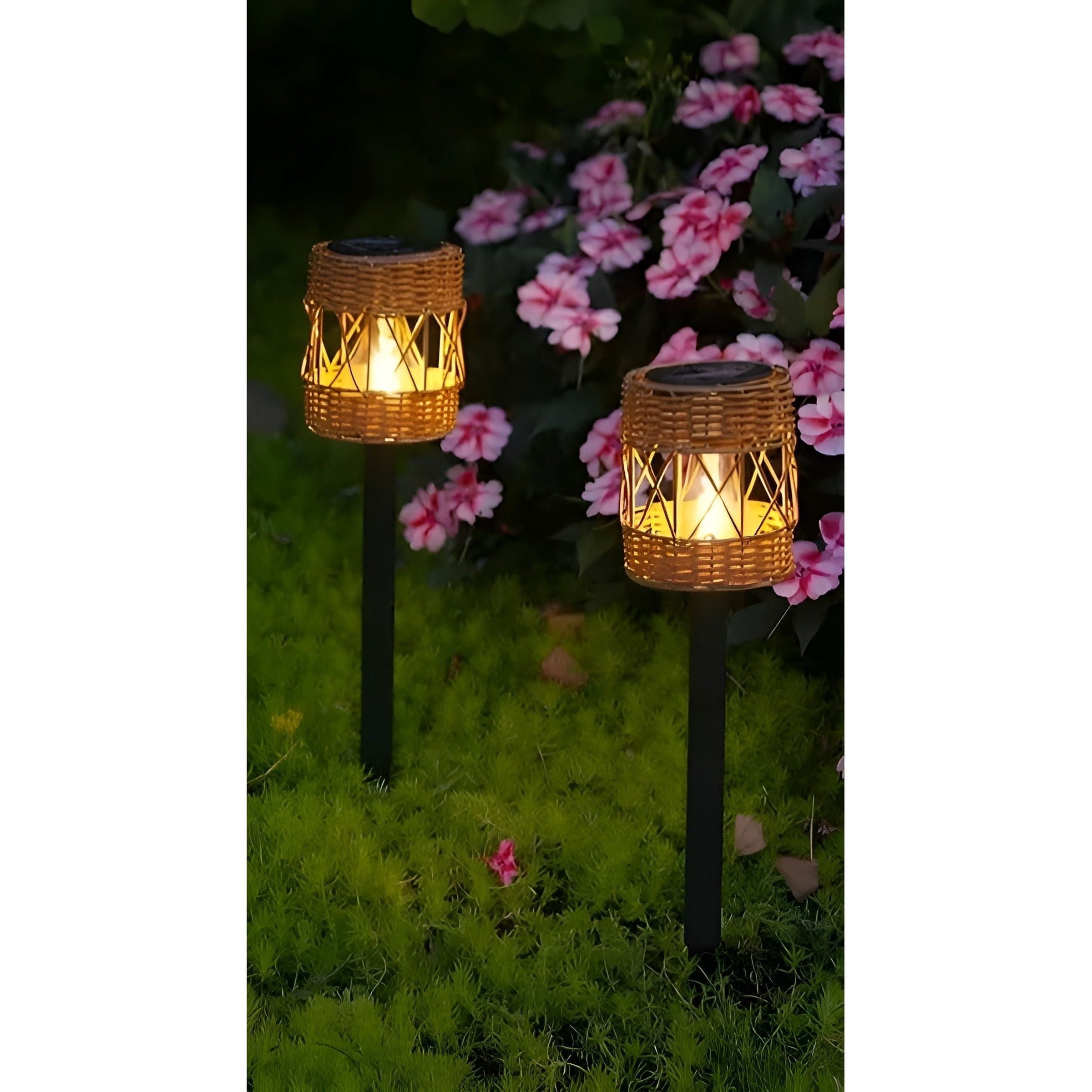 Ratanová solární zahradní lampa s automatickým osvětlením pro venkovní použití
