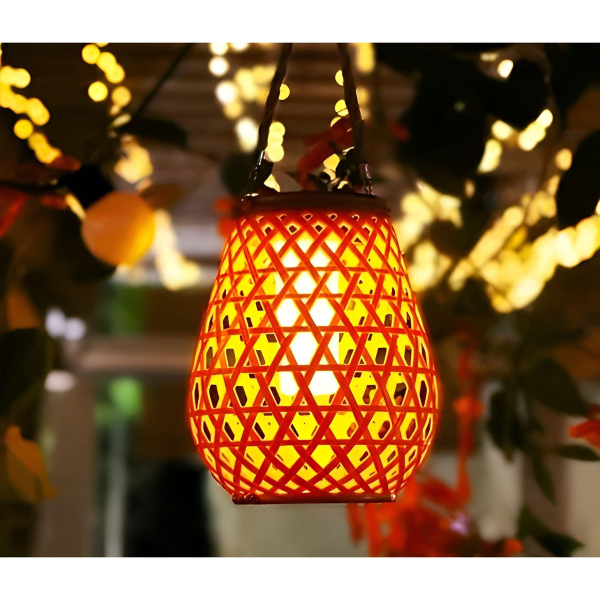 Ratanová solární zahradní lampa s automatickým osvětlením pro venkovní použití