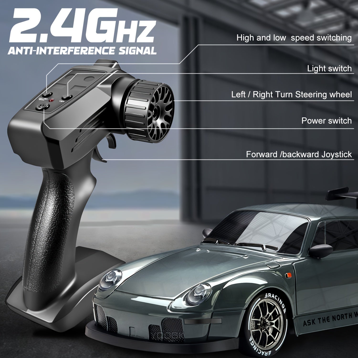 RC auto na dálkové ovládání 2,4 GHz pro drift, dobíjecí