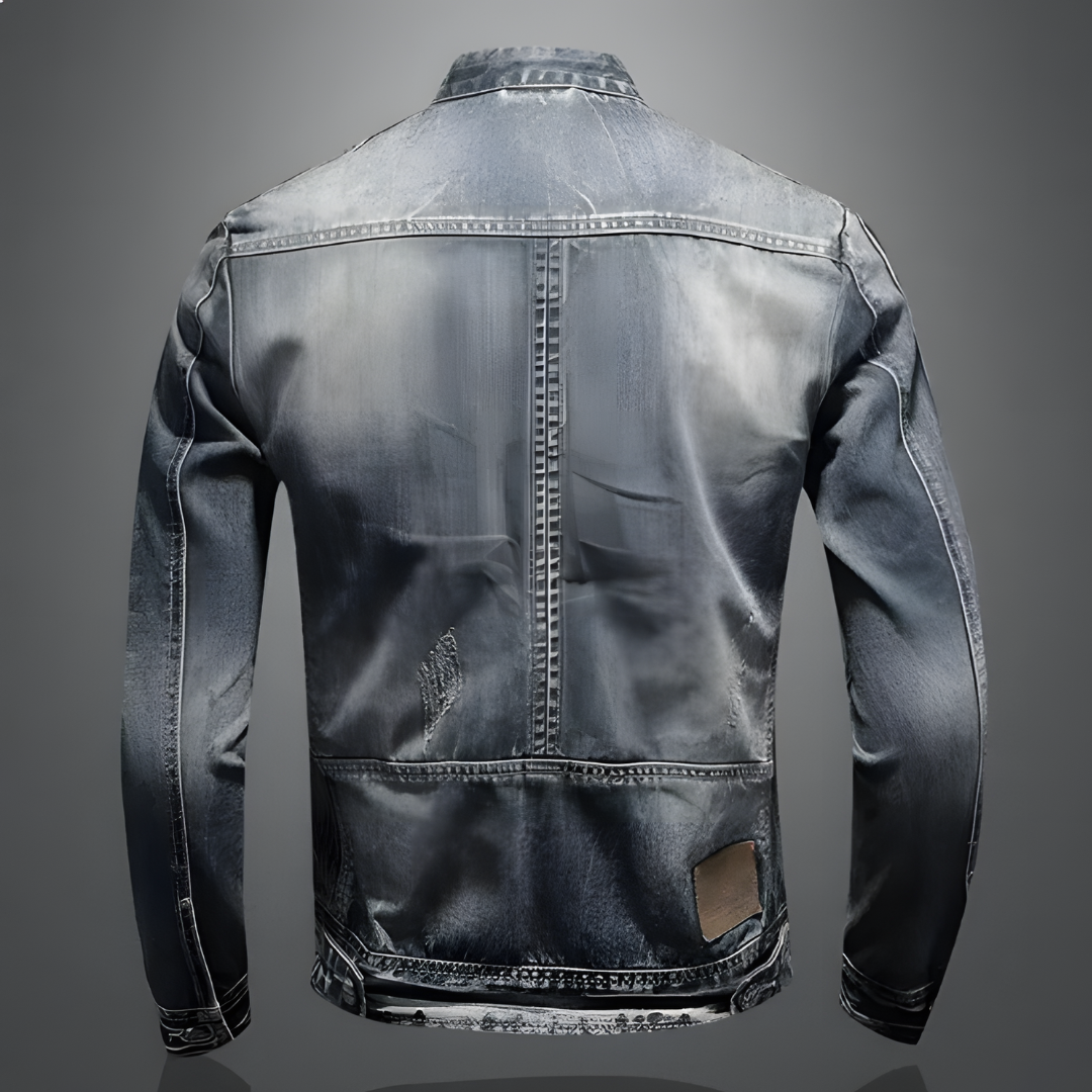 Retro džínsová bunda v klasickém motorkářském stylu