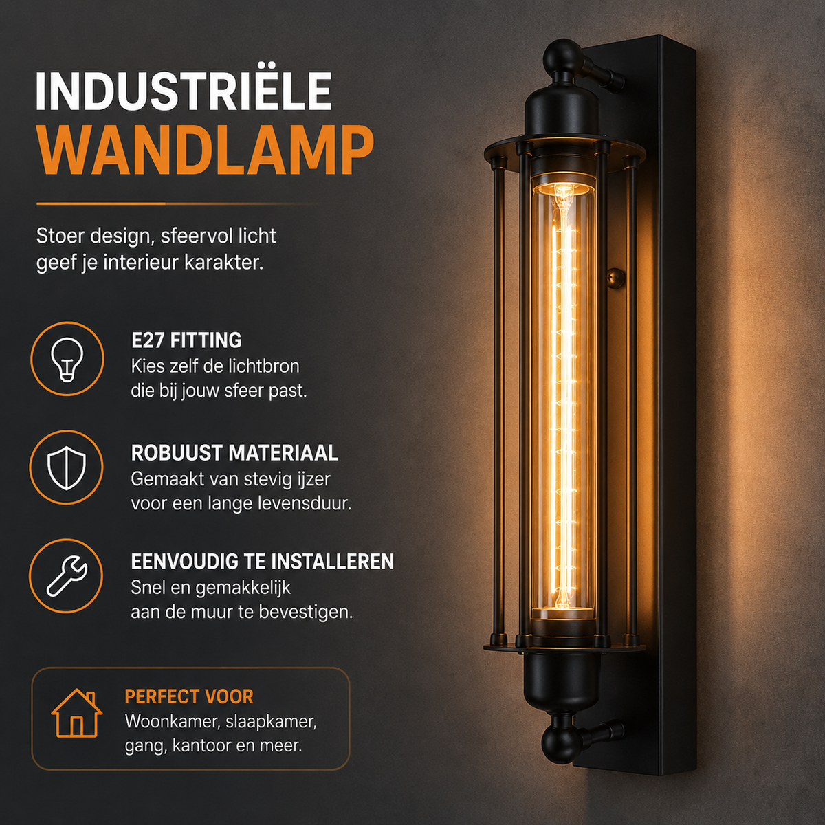 Retro průmyslové nástěnné svítidlo E27 | Klasické nástěnné světlo s moderním LED designem pro domovní dekoraci
