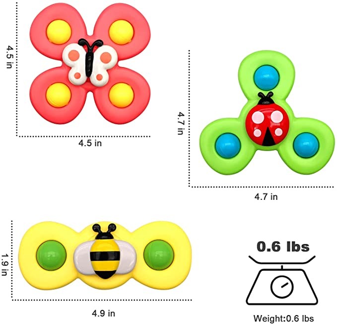 Rotační spinner s přísavkou, 3 ks