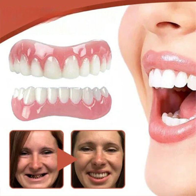 Sada biokompatibilních silikonových zubních protéz pro nošení bez bolesti a přirozený úsměv