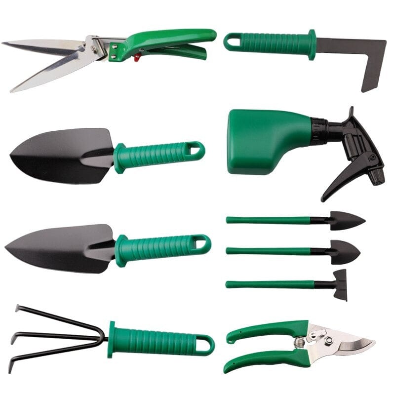 Sada zahradního nářadí z nerezové oceli s úložným kufříkem, 10 dílů