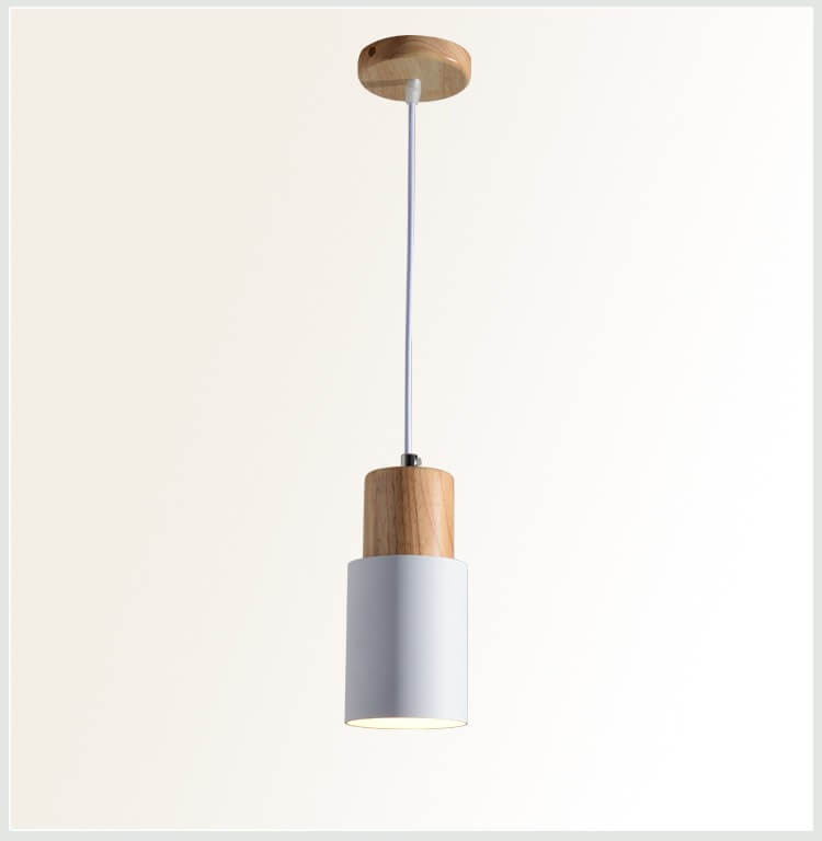 Severská válcová závěsná lampa Macaron | Moderní design ze dřeva a kovu