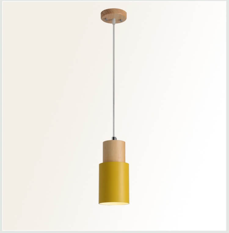 Severská válcová závěsná lampa Macaron | Moderní design ze dřeva a kovu