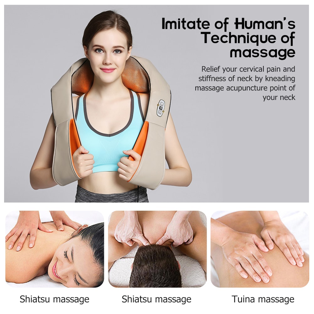 Shiatsu masážní polštář s vyhříváním na krk, ramena a záda (V2)