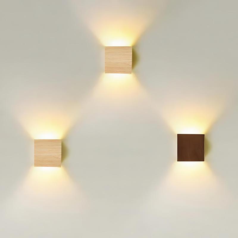 Skandinávská LED nástěnná lampa z přírodního dřeva – minimalistické nástěnné svítidlo do ložnice a obývacího pokoje