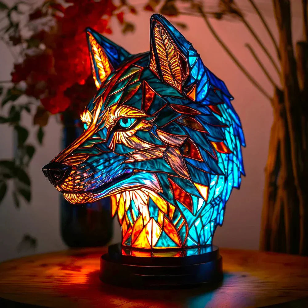 Skleněná stolní lampa ve tvaru zvířete s jemným osvětlením