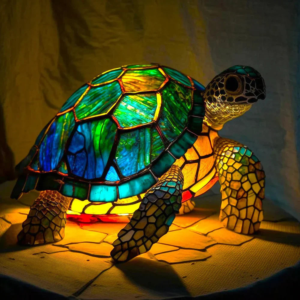 Skleněná stolní lampa ve tvaru zvířete s jemným osvětlením