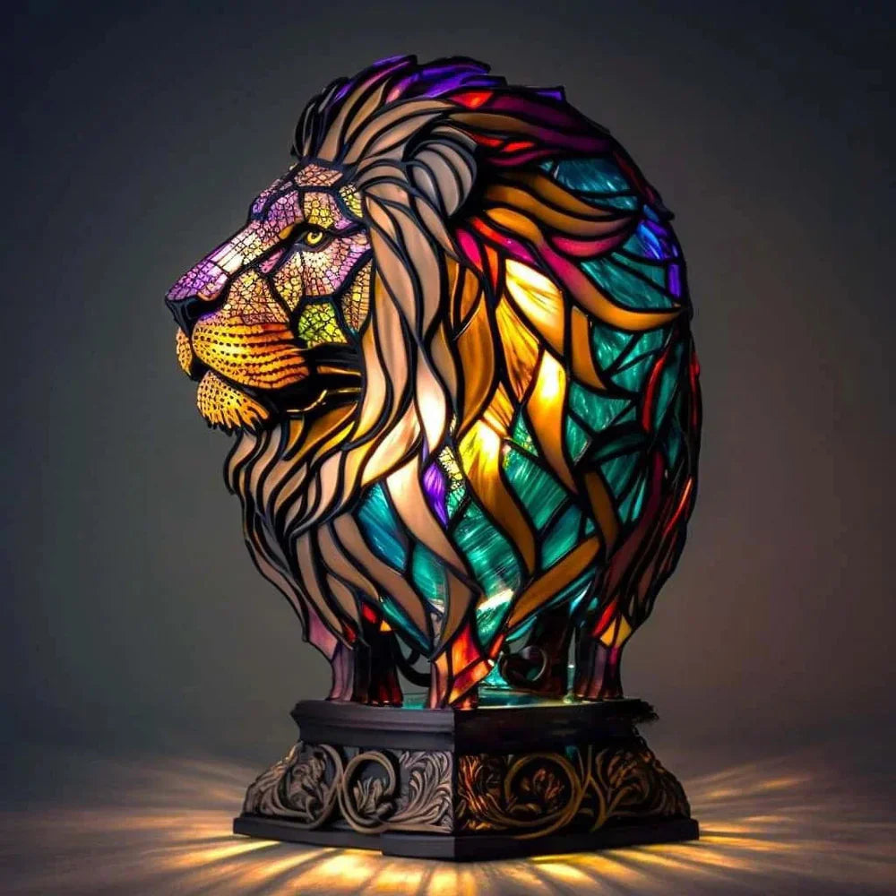 Skleněná stolní lampa ve tvaru zvířete s jemným osvětlením