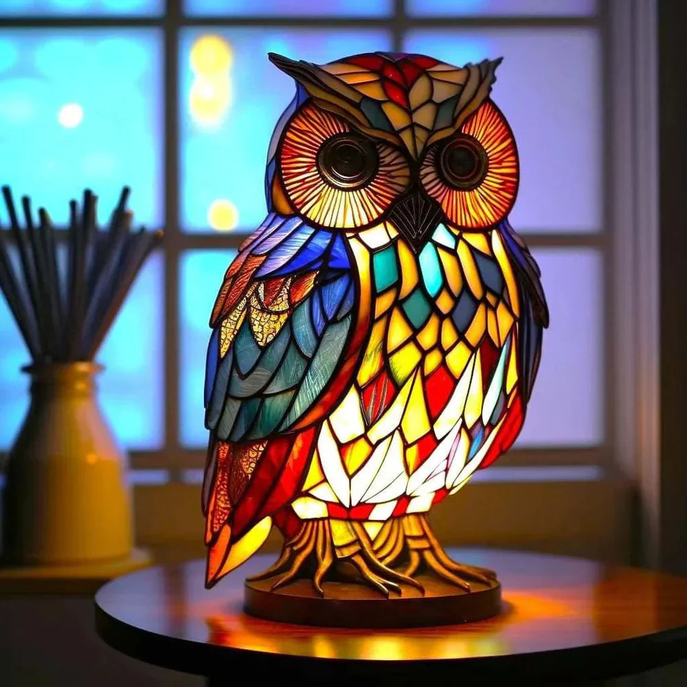 Skleněná stolní lampa ve tvaru zvířete s jemným osvětlením