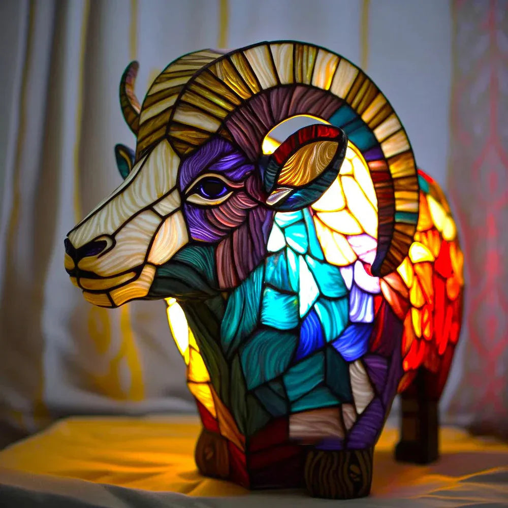 Skleněná stolní lampa ve tvaru zvířete s jemným osvětlením