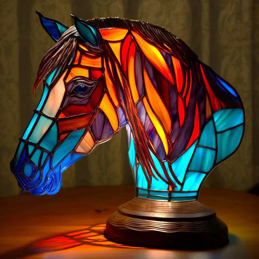 Skleněná stolní lampa ve tvaru zvířete s jemným osvětlením
