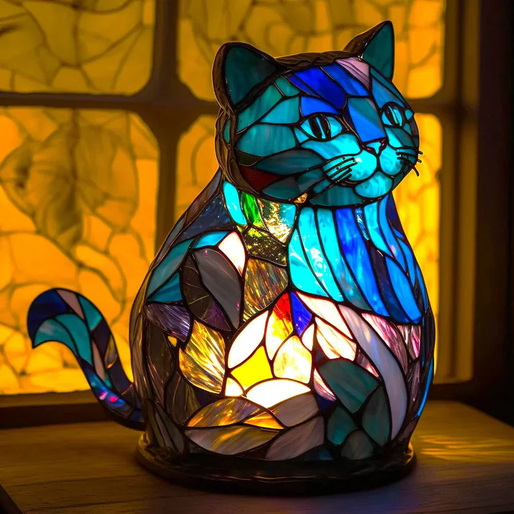 Skleněná stolní lampa ve tvaru zvířete s jemným osvětlením