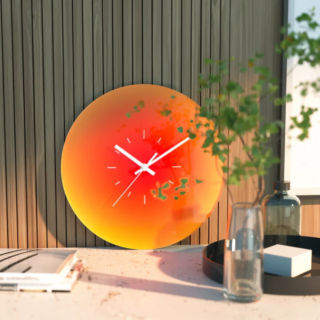 Skleněné nástěnné hodiny Sunset | Moderní design s přechodem barev