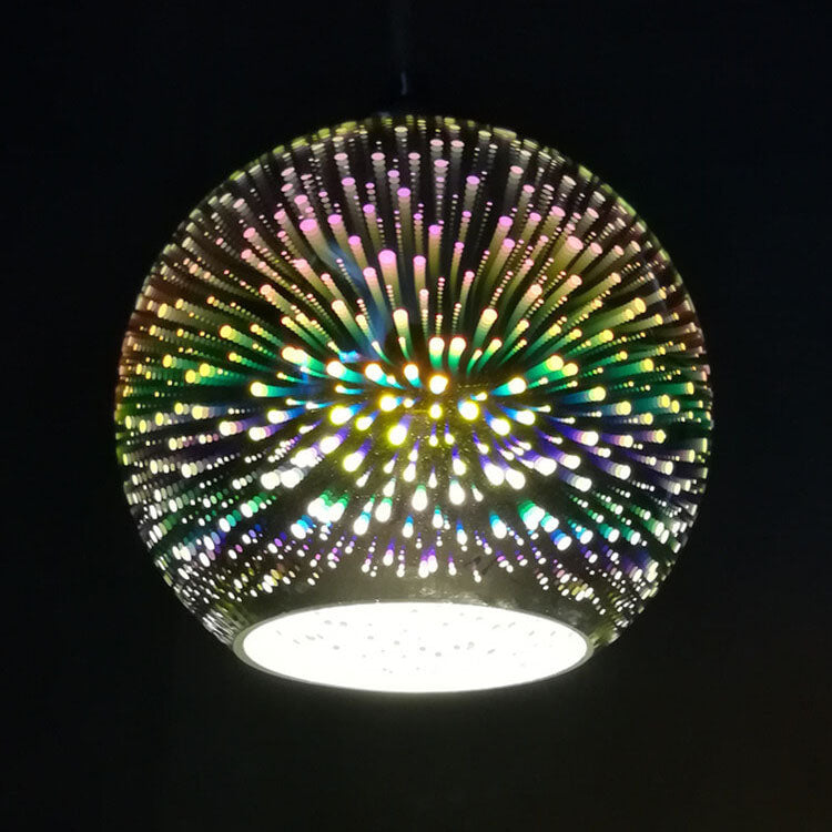 Skleněné závěsné svítidlo s 3D efektem ohňostroje | Kreativní design z barevného skla