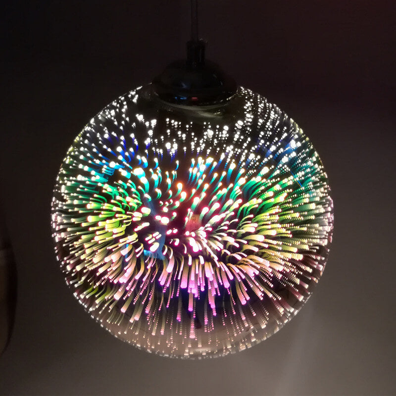 Skleněné závěsné svítidlo s 3D efektem ohňostroje | Kreativní design z barevného skla