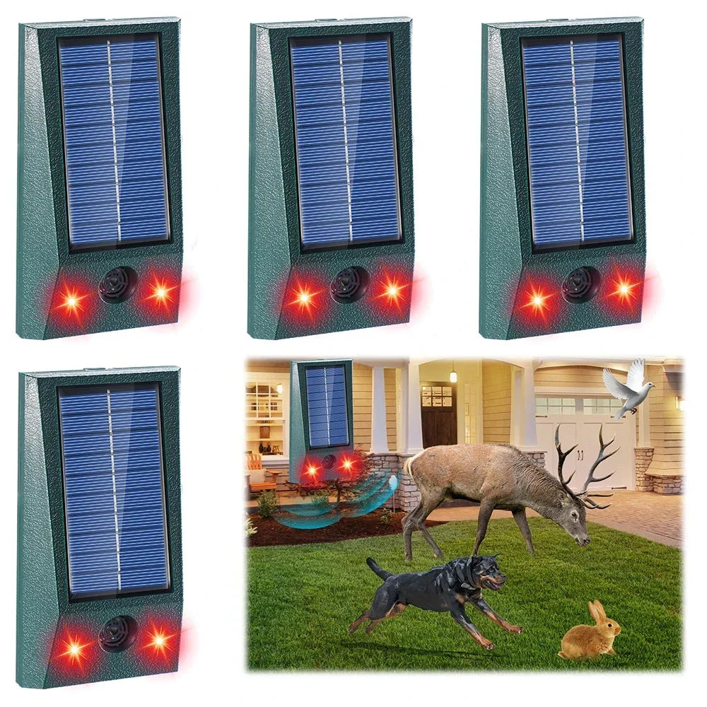 Solární ultrazvukový odpuzovač ptáků | S LED světlem a snímačem pohybu | Voděodolný IP58 | Pokrytí 600 m²