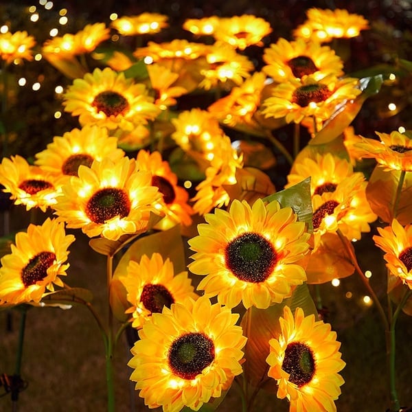 Solární zahradní osvětlení ve tvaru slunečnic