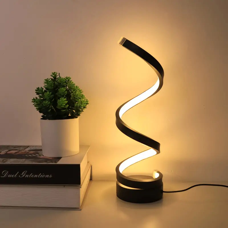 Spirálová stolní LED lampa – Moderní stmívatelná stolní lampa s teplým ambientním světlem do ložnice nebo obývacího pokoje