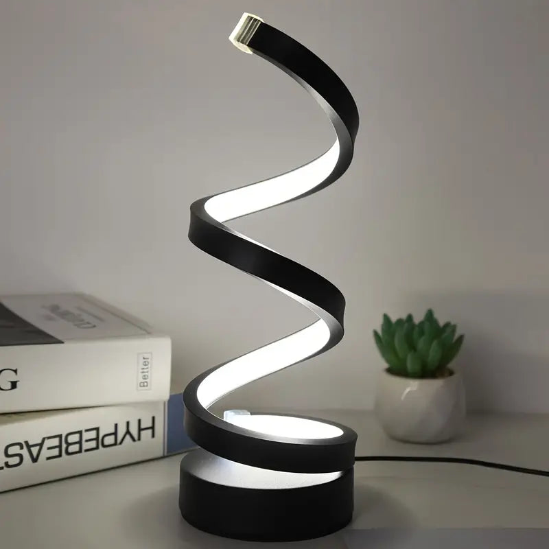 Spirálová stolní LED lampa – Moderní stmívatelná stolní lampa s teplým ambientním světlem do ložnice nebo obývacího pokoje