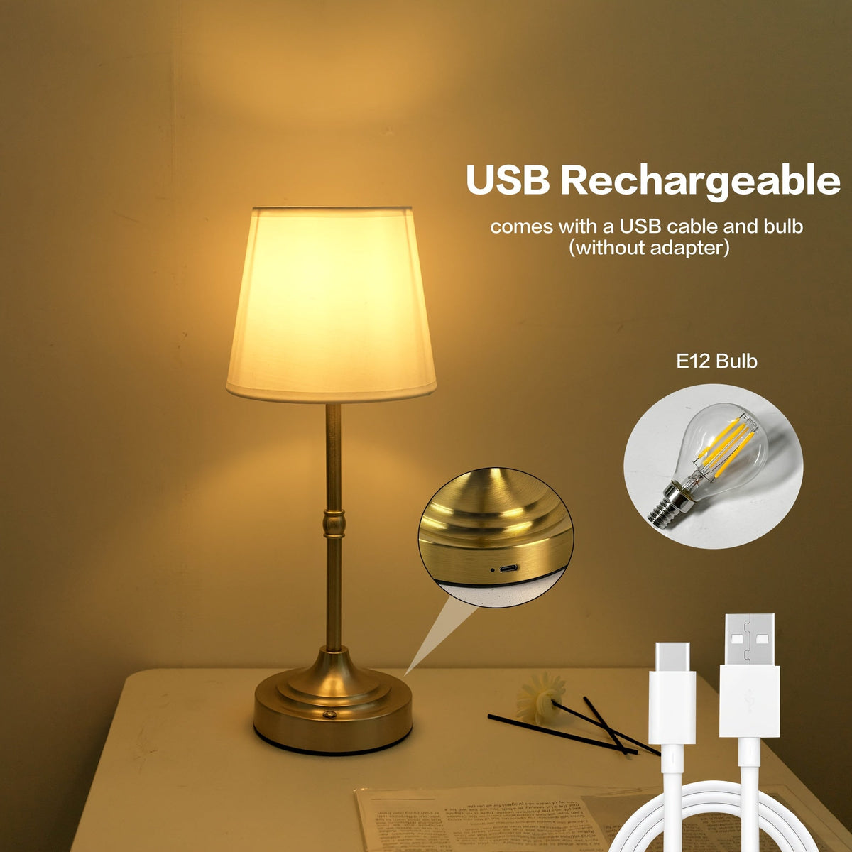Stmívatelná bezdrátová stolní lampa | Dobíjecí přes USB