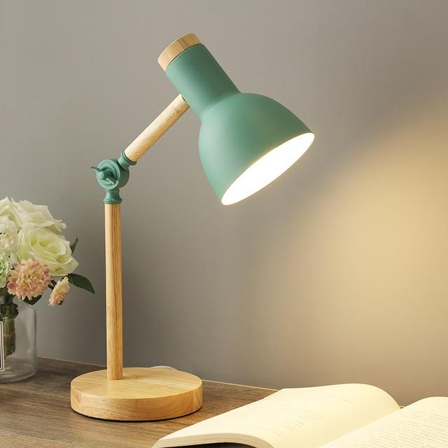 Stolní lampa v severském stylu s dřevěnou povrchovou úpravou – nastavitelná výška stolní a noční lampy pro minimalistický obývací pokoj a ložnici