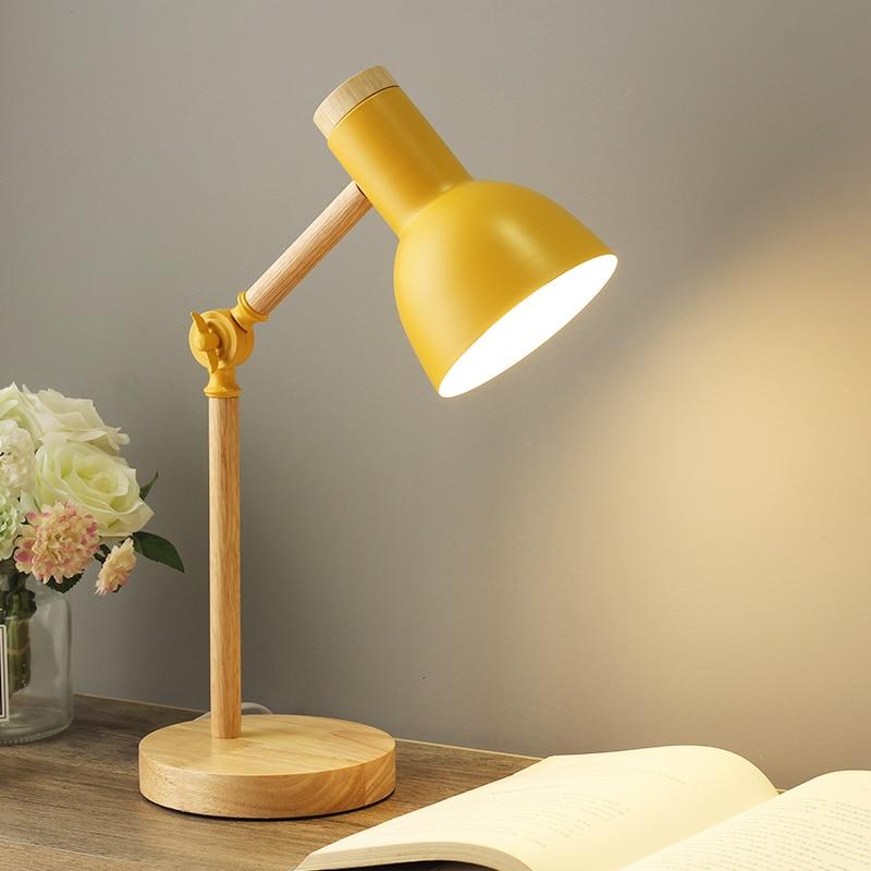 Stolní lampa v severském stylu s dřevěnou povrchovou úpravou – nastavitelná výška stolní a noční lampy pro minimalistický obývací pokoj a ložnici