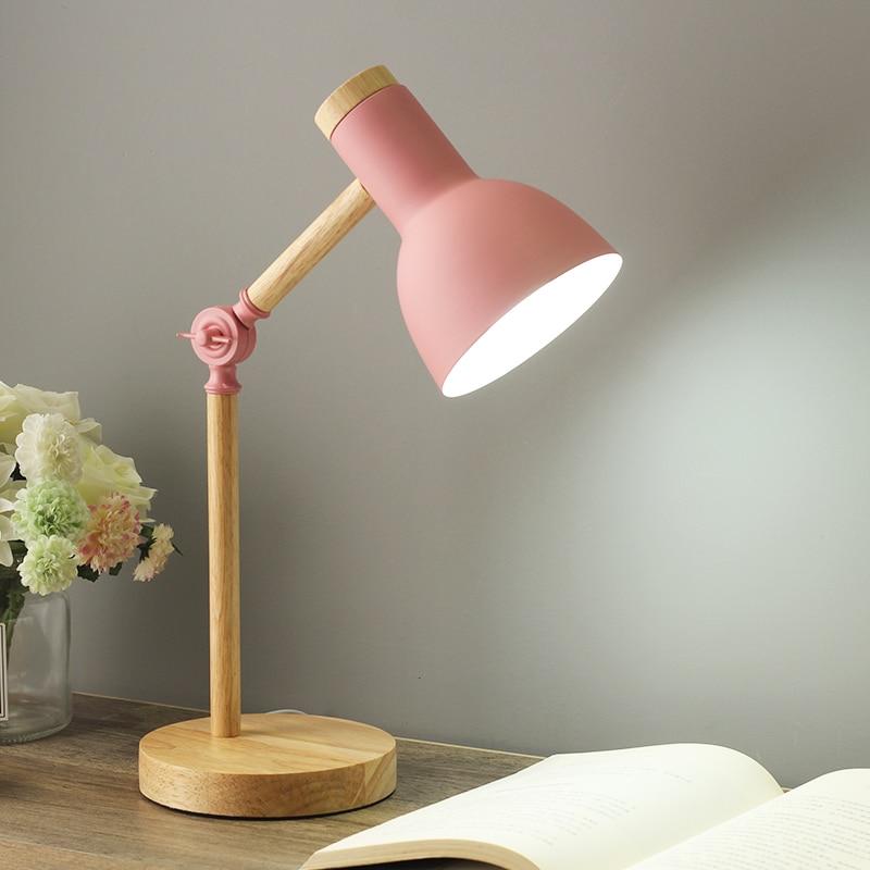 Stolní lampa v severském stylu s dřevěnou povrchovou úpravou – nastavitelná výška stolní a noční lampy pro minimalistický obývací pokoj a ložnici