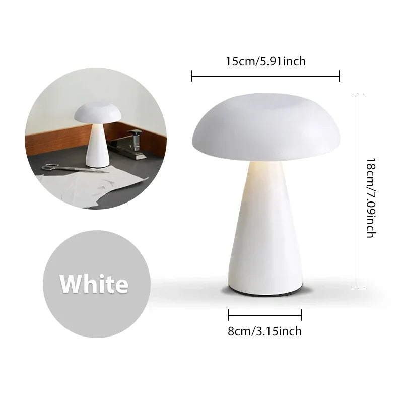 Stolní LED lampa v retro designu houby | Stmívatelná a dobíjecí