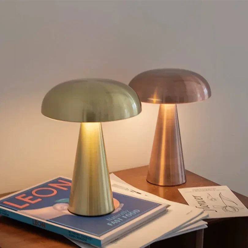 Stolní LED lampa v retro designu houby | Stmívatelná a dobíjecí