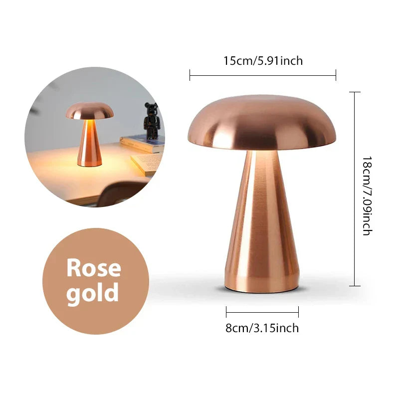 Stolní LED lampa v retro designu houby | Stmívatelná a dobíjecí
