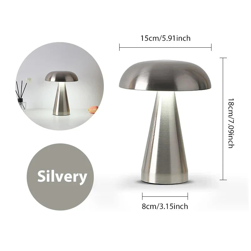 Stolní LED lampa v retro designu houby | Stmívatelná a dobíjecí