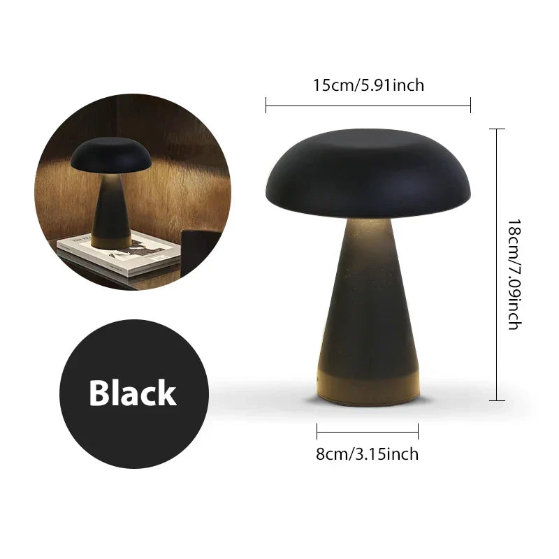Stolní LED lampa v retro designu houby | Stmívatelná a dobíjecí