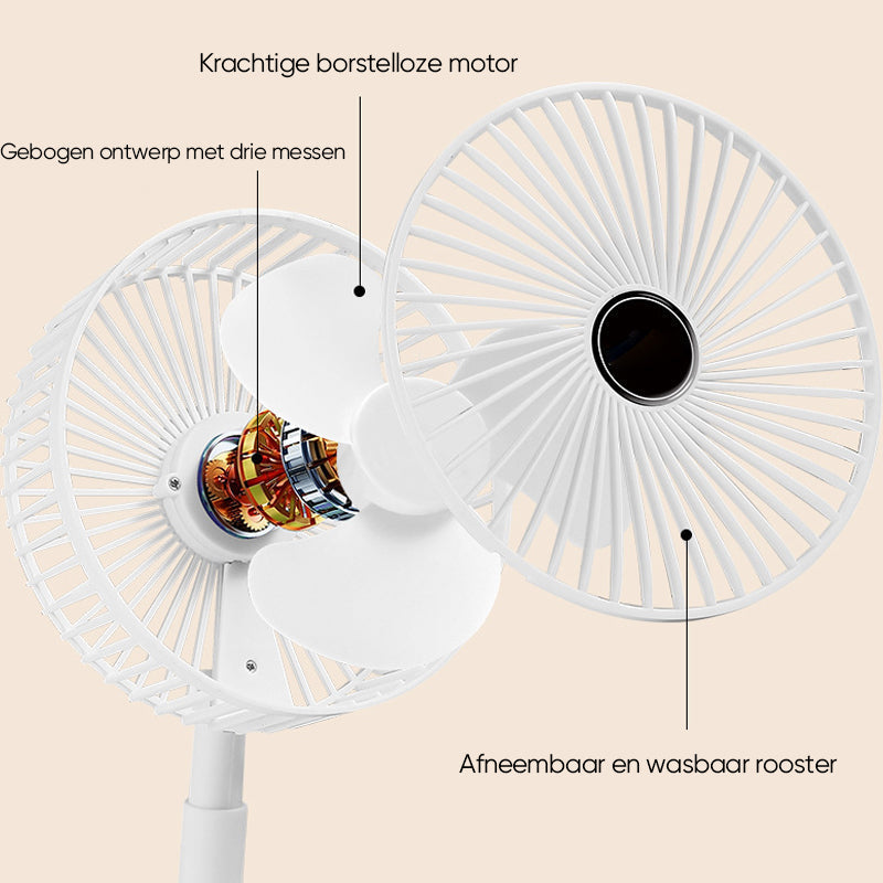 Stolní ventilátor s teleskopickým designem, přenosný a tichý