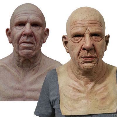 Strasidelná maska starce – realistická latexová halloweenská maska pro dospělé