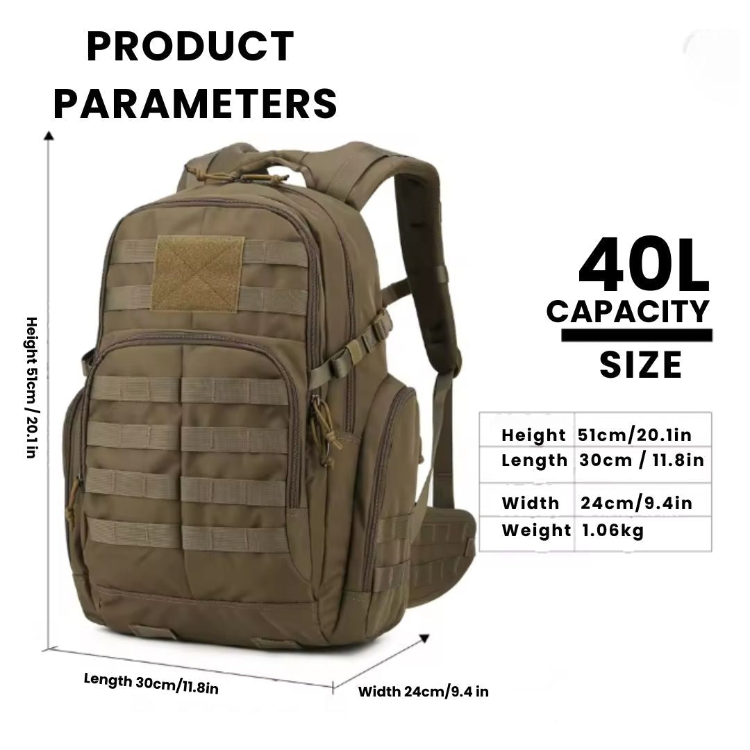 Taktický batoh 25 l - voděodolný 600D - MOLLE a přihrádka na hydratační vak - zelený, černý a khaki