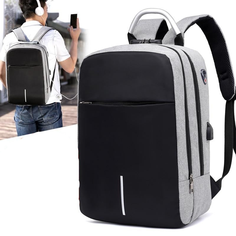 Unisex batoh na notebook proti krádeži s USB nabíjením a skrytými zipy