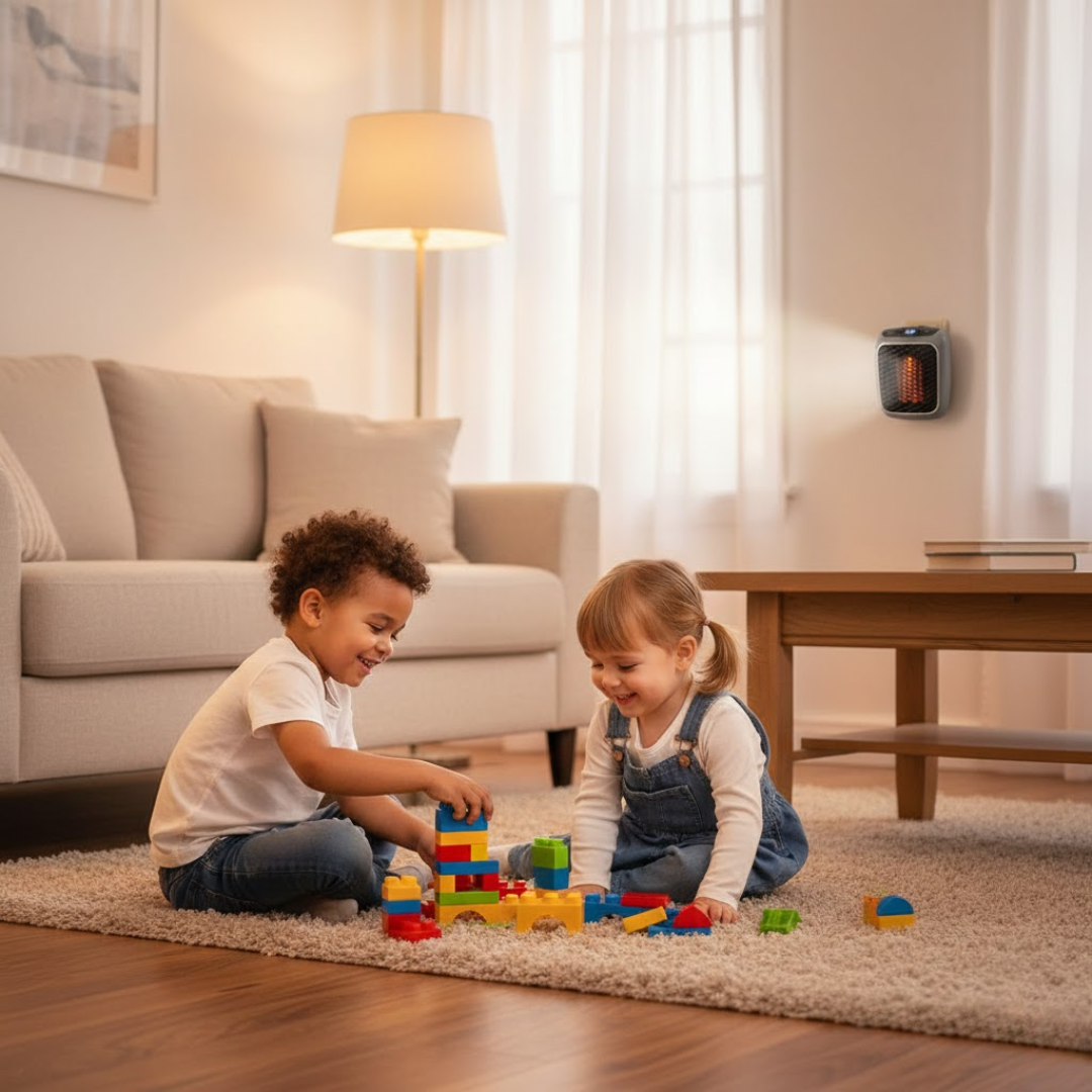 Úsporný teplovzdušný ventilátor s moderním designem