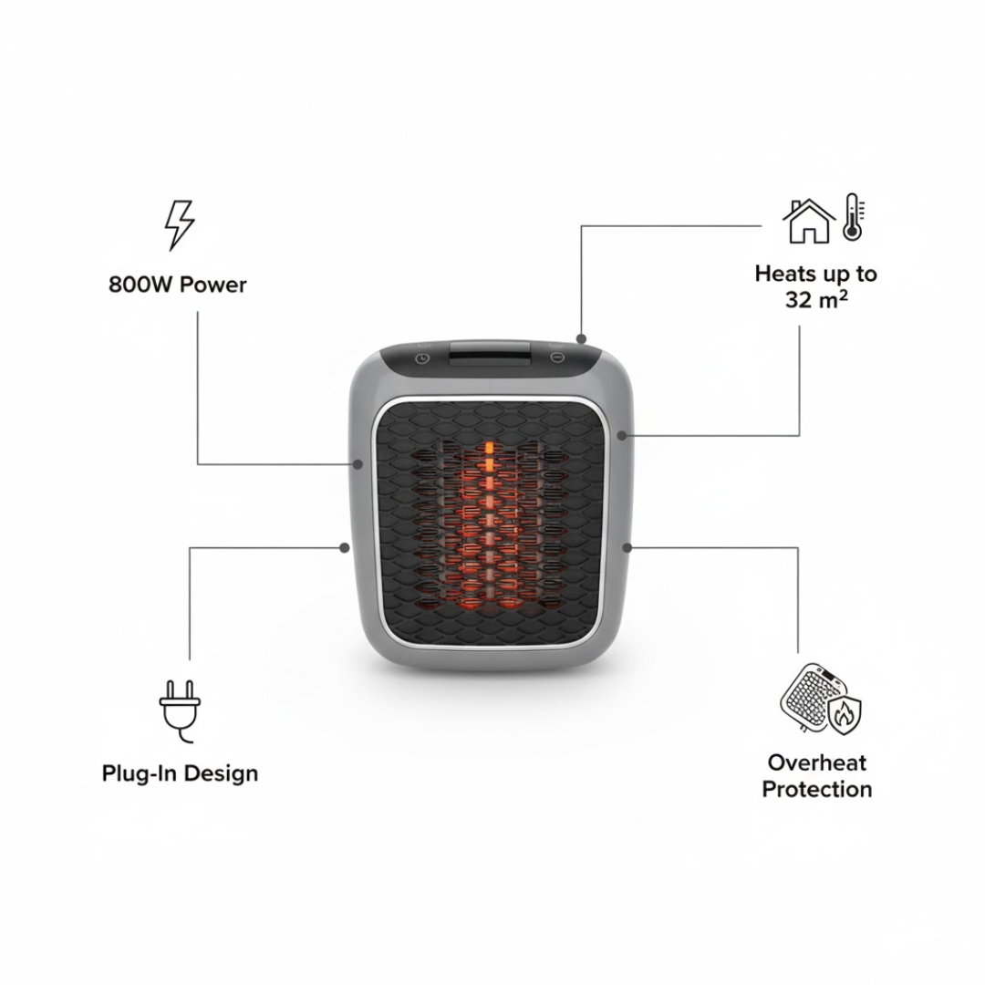 Úsporný teplovzdušný ventilátor s moderním designem