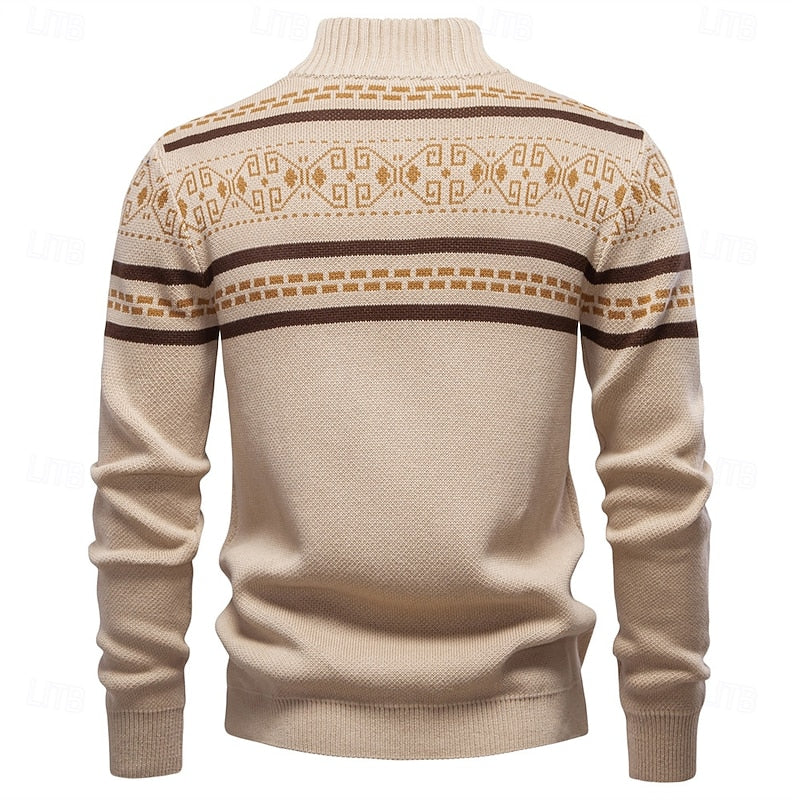 Vánoční propínací svetr na zip se vzorem Fair Isle