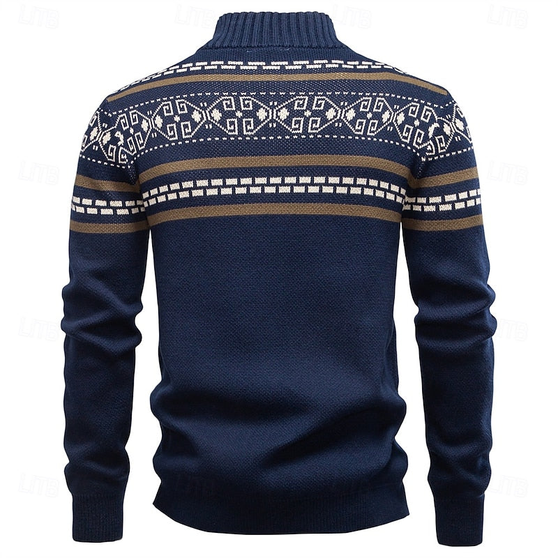 Vánoční propínací svetr na zip se vzorem Fair Isle